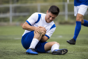 Injured player on the soccer field